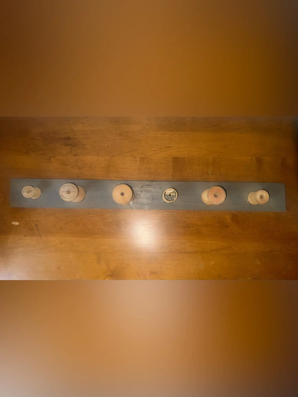 Vintage Wooden Spool Wall Hook Rack Jewelry Hanger